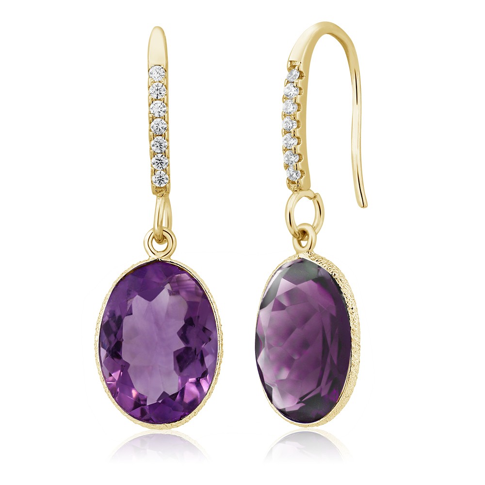 15.00 Ct Amethyst 14x Oval 18K Yellow Gold Plated Silver Jewelry Set 18″ Chain