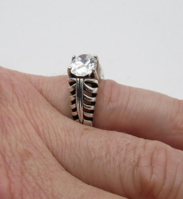 Large KABANA Sterling Silver Ring DQCZ size 8 Solitaire 3.35cts