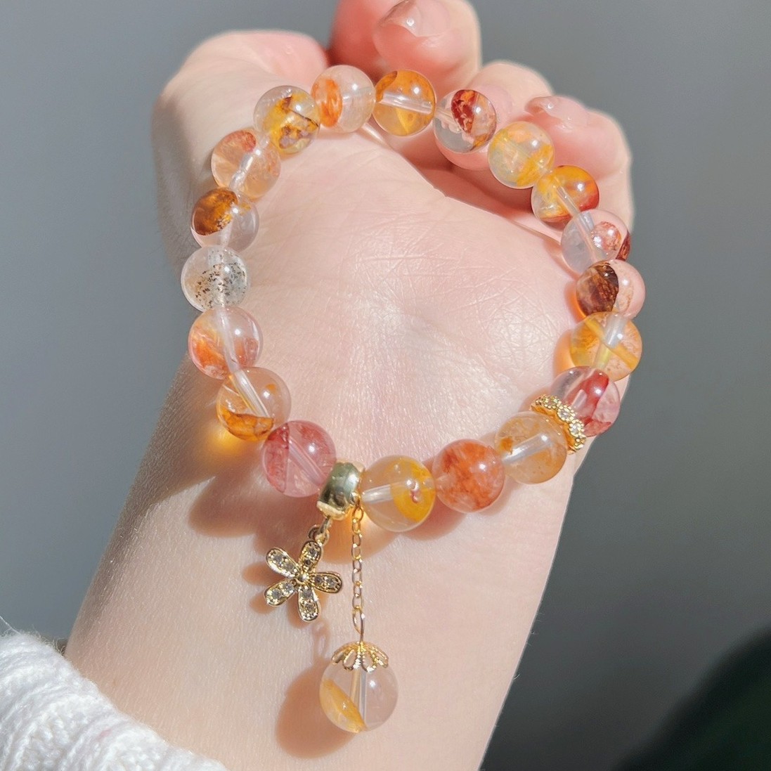 8mm Natural Red Phantom Quartz Handmade Bracelet