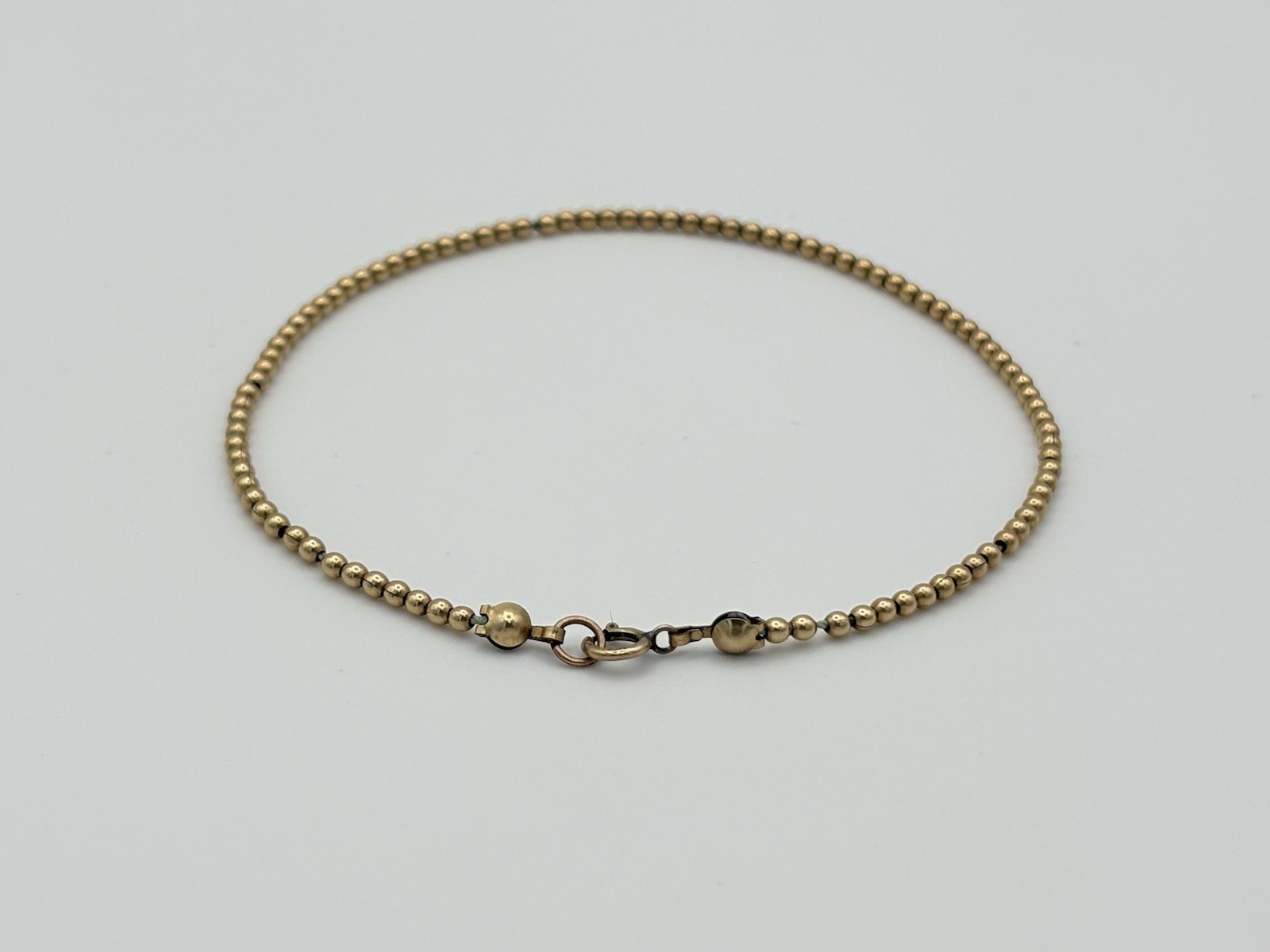 Vintage Gold Bead Bracelet 14k Gold Filled 2 mm Thick Beads 8.5 Inches 1.9 Grams