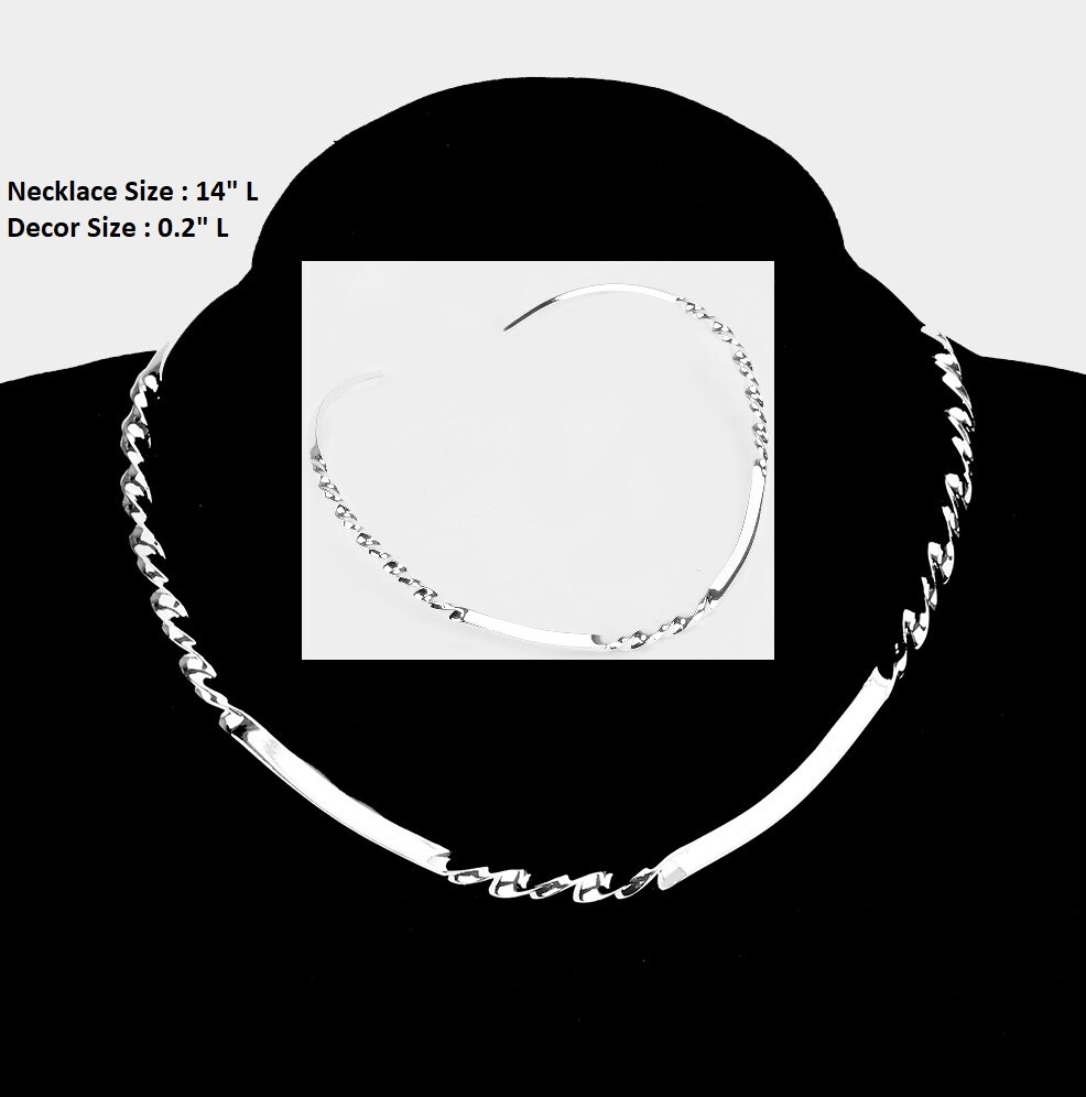 Swirl Twisted Circle Hoop Statement Neck Open Wire Choker Plain Shiny Necklace