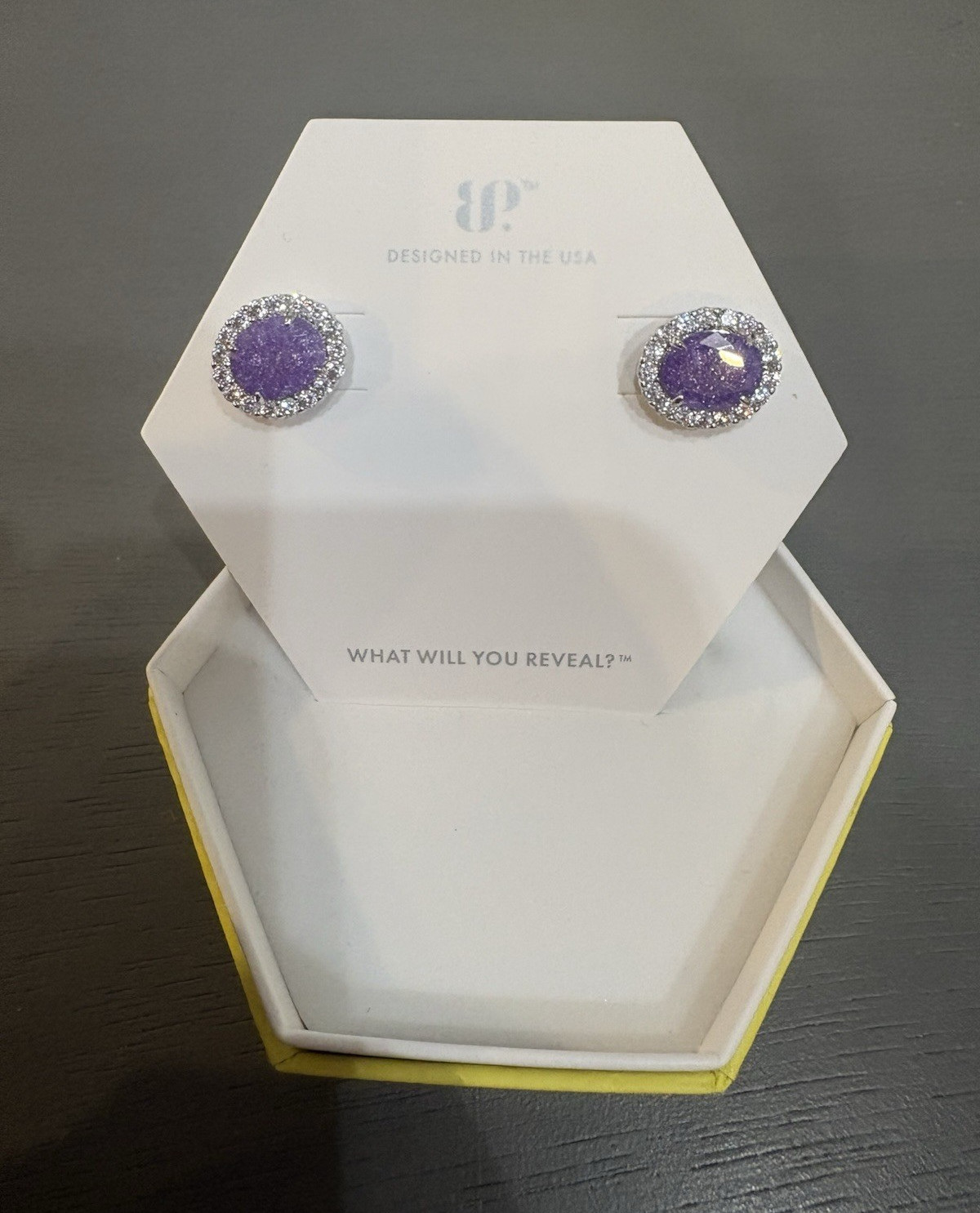 ER67896 The 2424 Earrings Lab Created Amethyst Ice Crystal Rhodium Plating