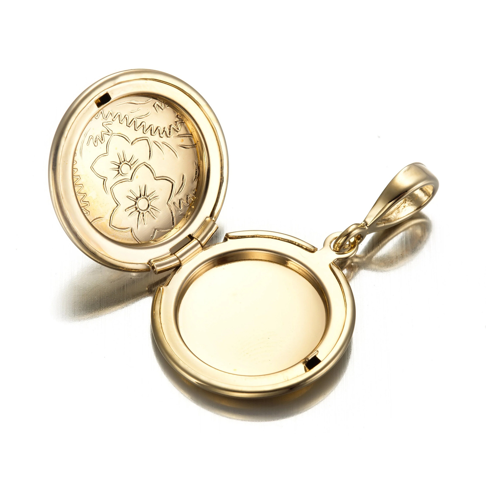 18ct Heavy Yellow Gold Plated Round Locket Pendant – USA Made