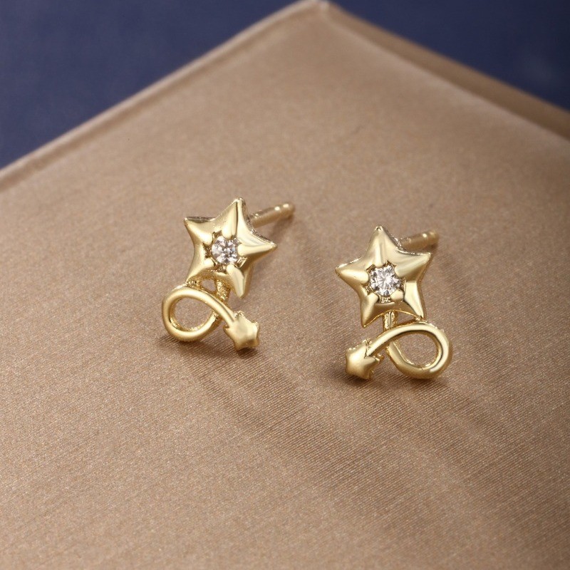 Women’s Fashion Synthetic Zircon Star Earrings Alloy Ear Studs Jewelry Gift
