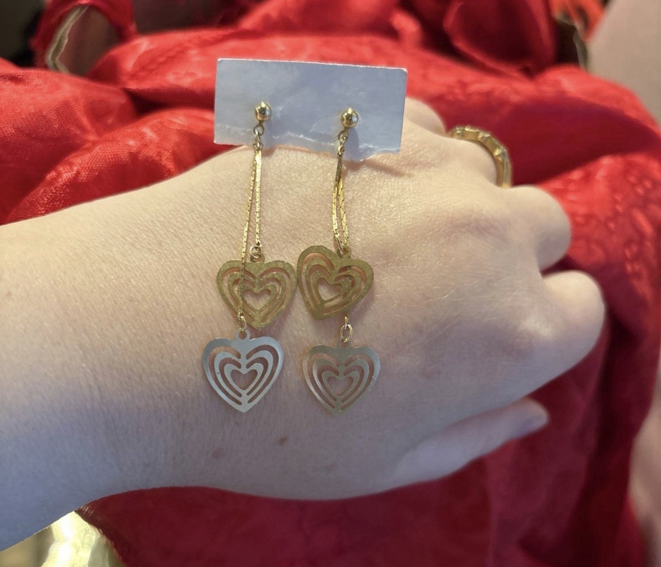 Unknown source Heart Dangle Drop Earrings Metal Love Shape