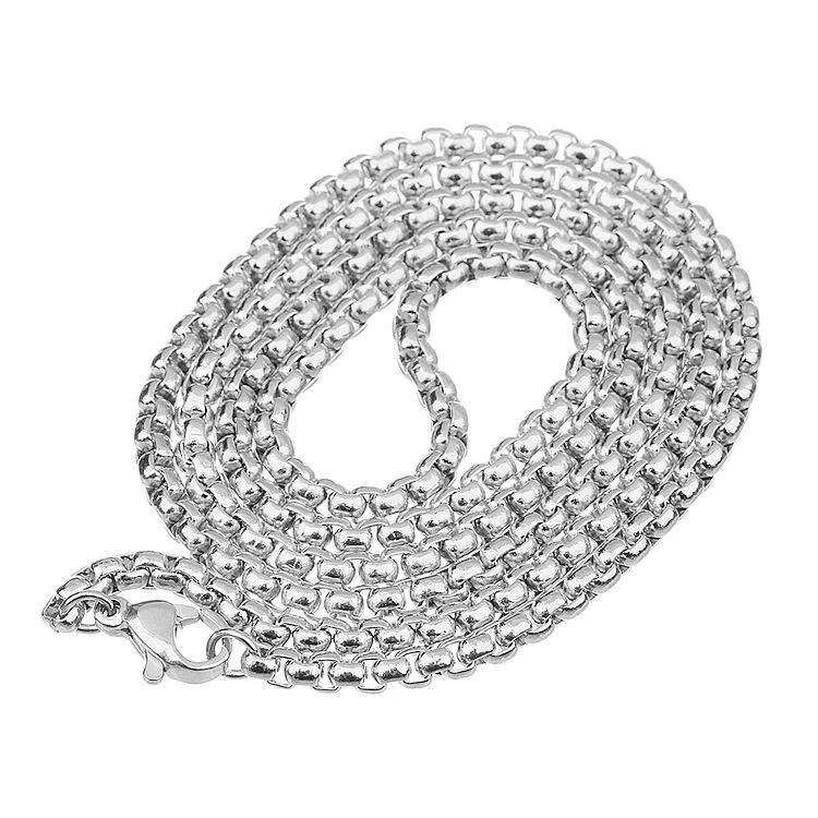18K White Gold Filled Tarnish-Resist 4mm Wide Round Box Chain Necklace 16-32inch