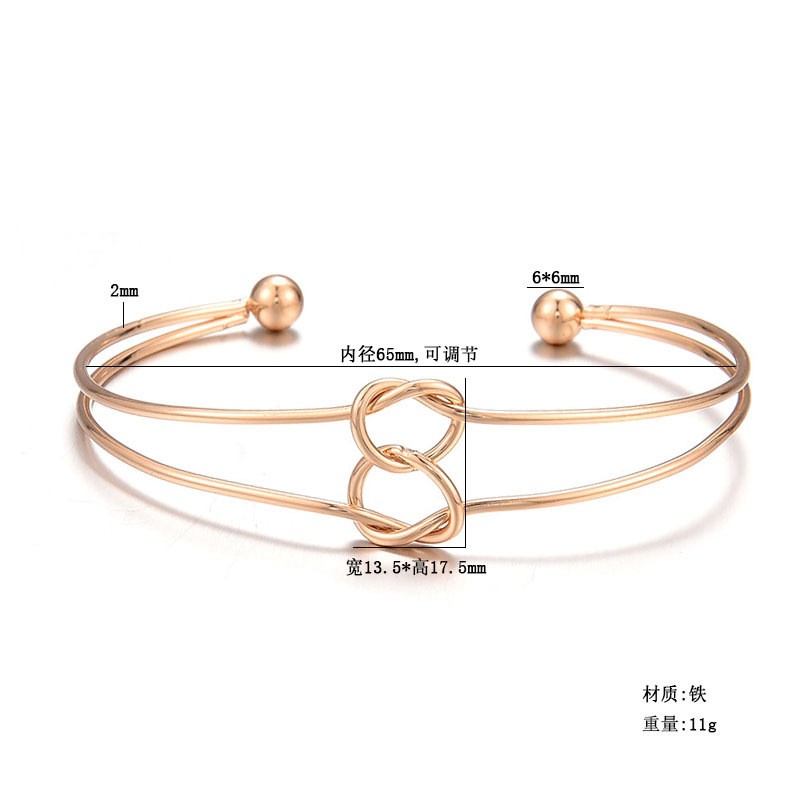 Women Rose Gold Knot Heart Open Cuff Bangle Tribal Bridal Stackable Bracelet
