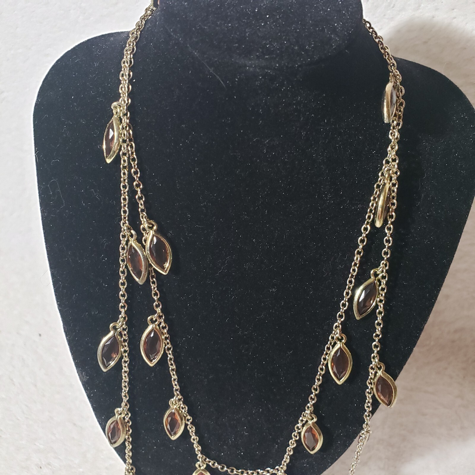 ABS BY ALLEN SCHWARTZ GOLD TONE W/ Leaf CHARMS 40” NECKLACE