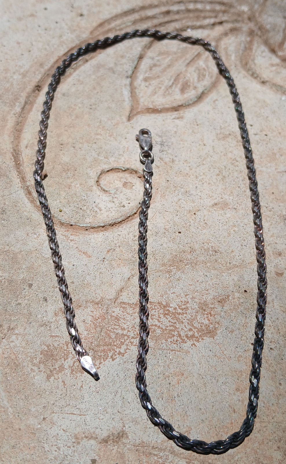 sterling silver necklace, Made in Italy, 925 silver. Rope like design