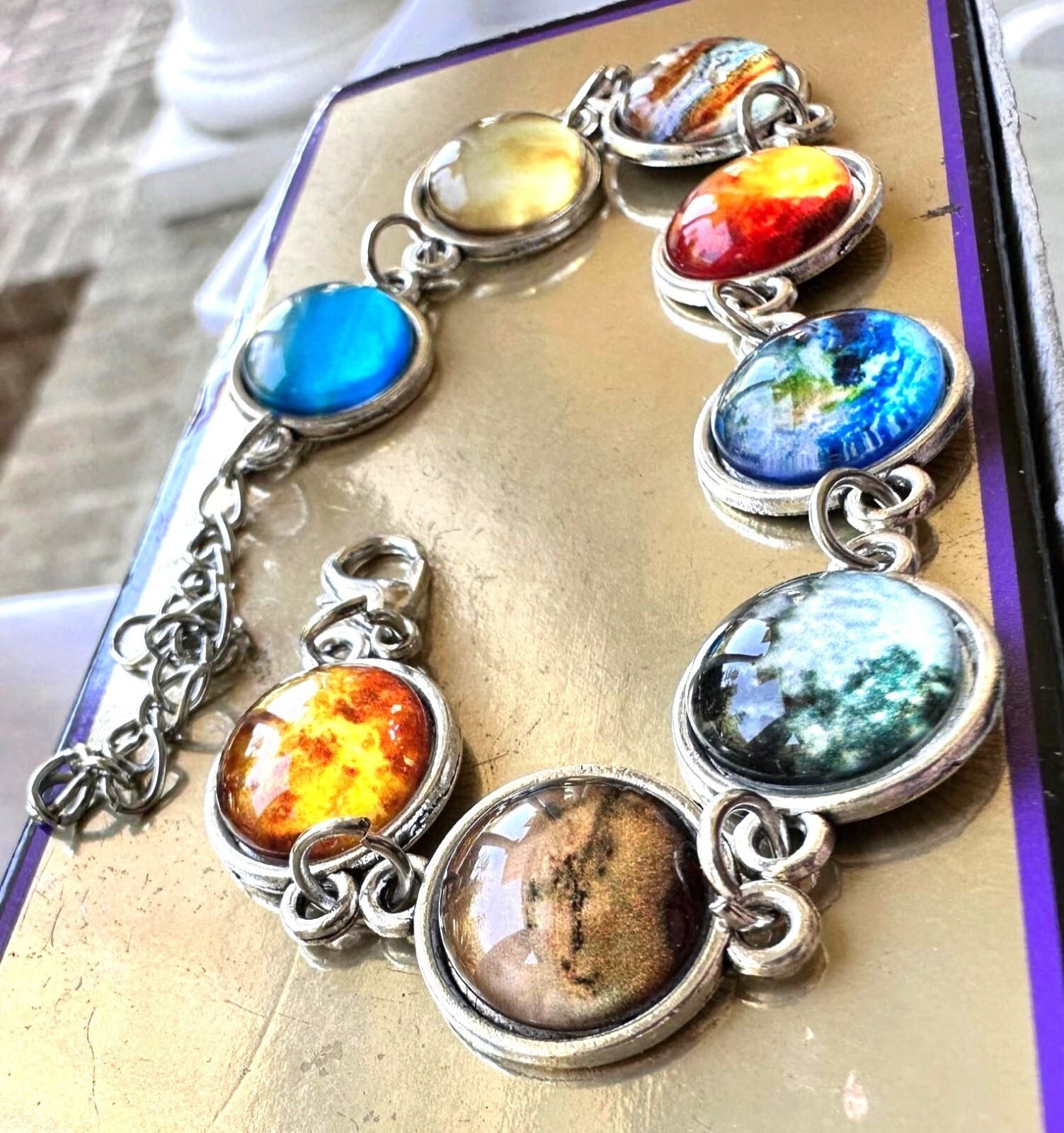 Solar System Bracelet New Planets Earth Universe Moon Sky Lobster Hook Closure