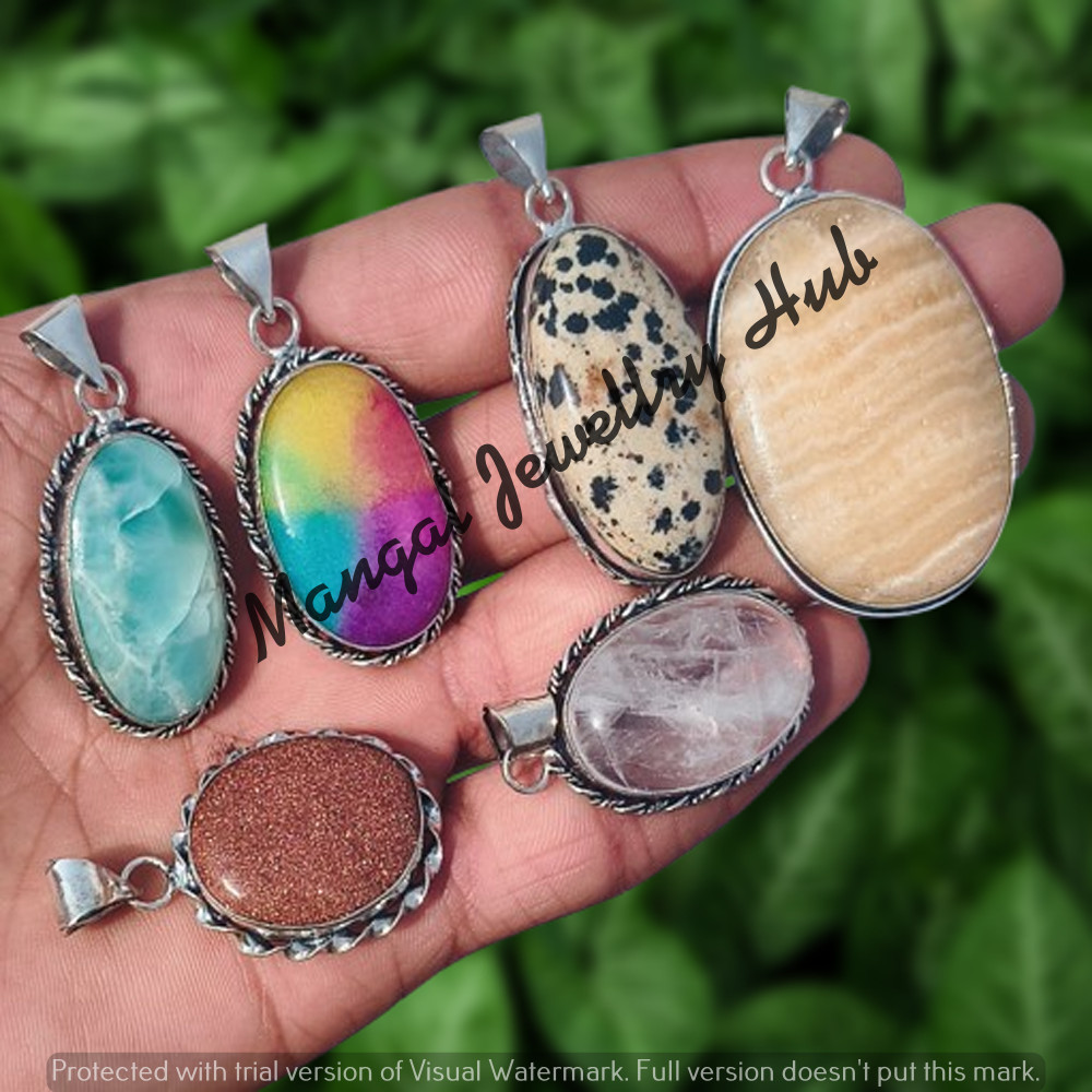 Sale Sunstone & Mix Gemstone Pendants 925 Sterling Silver Plated Jewellery Lot