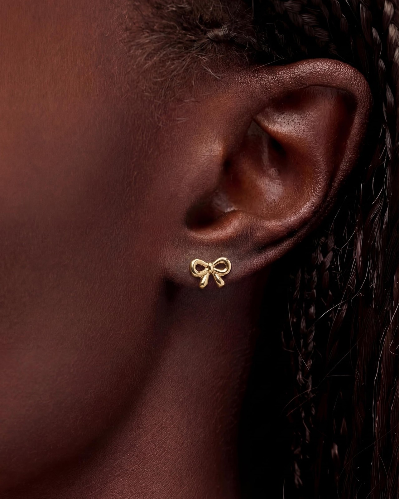 Earrings 14K Gold Plated Stud Small Bow Dainty Minimalist Gold