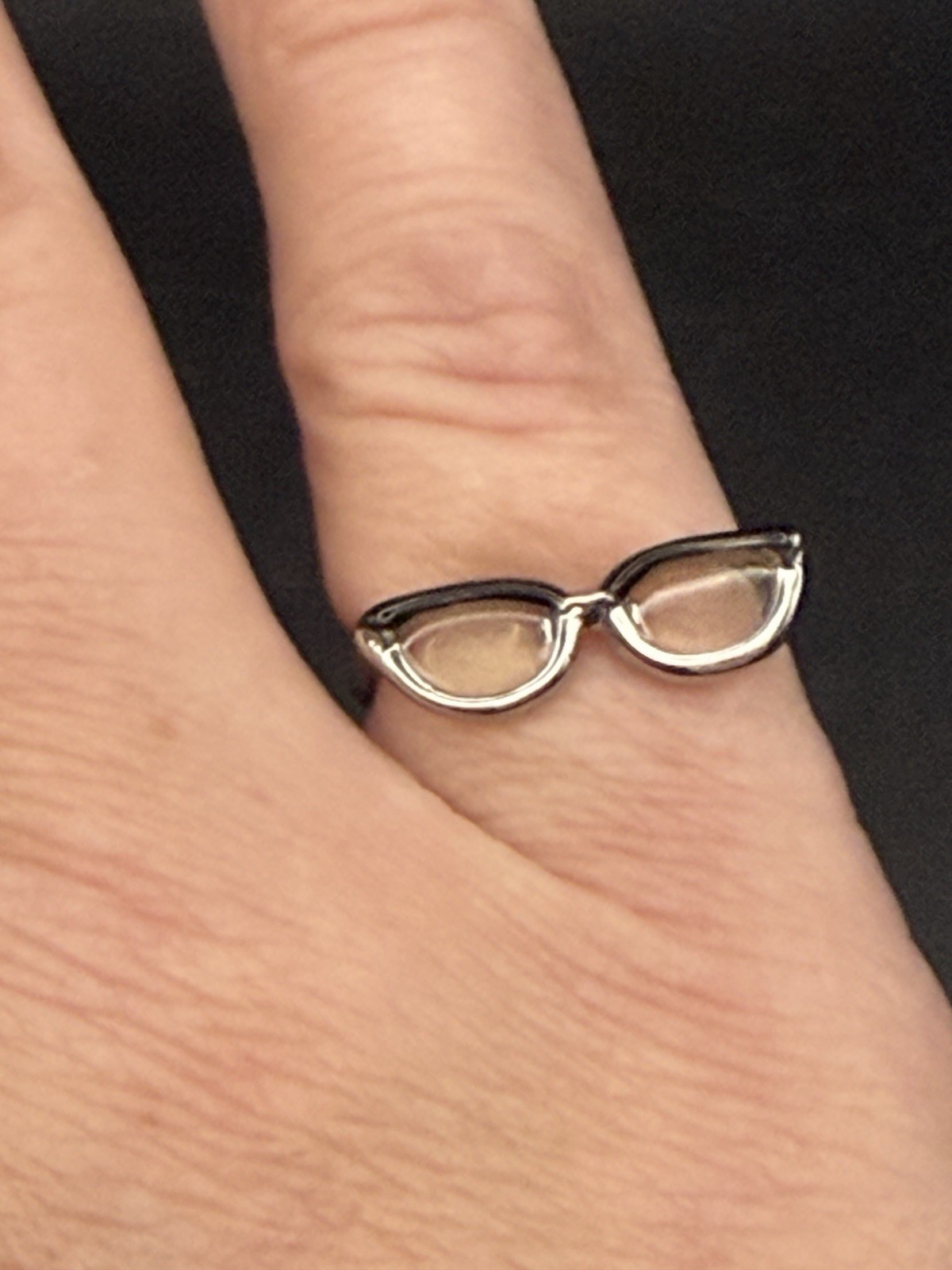 Mini Eyeglasses Glasses Ring Sz 7 Nerd Optometry Unique Boho Quirky Jewelry