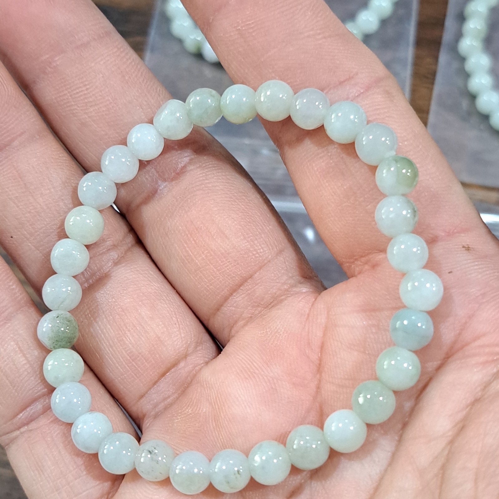 Lot 10 Jadeite Bracelet Burma Certificate Genuine Multicolor Bead 5 mm.16 cm.