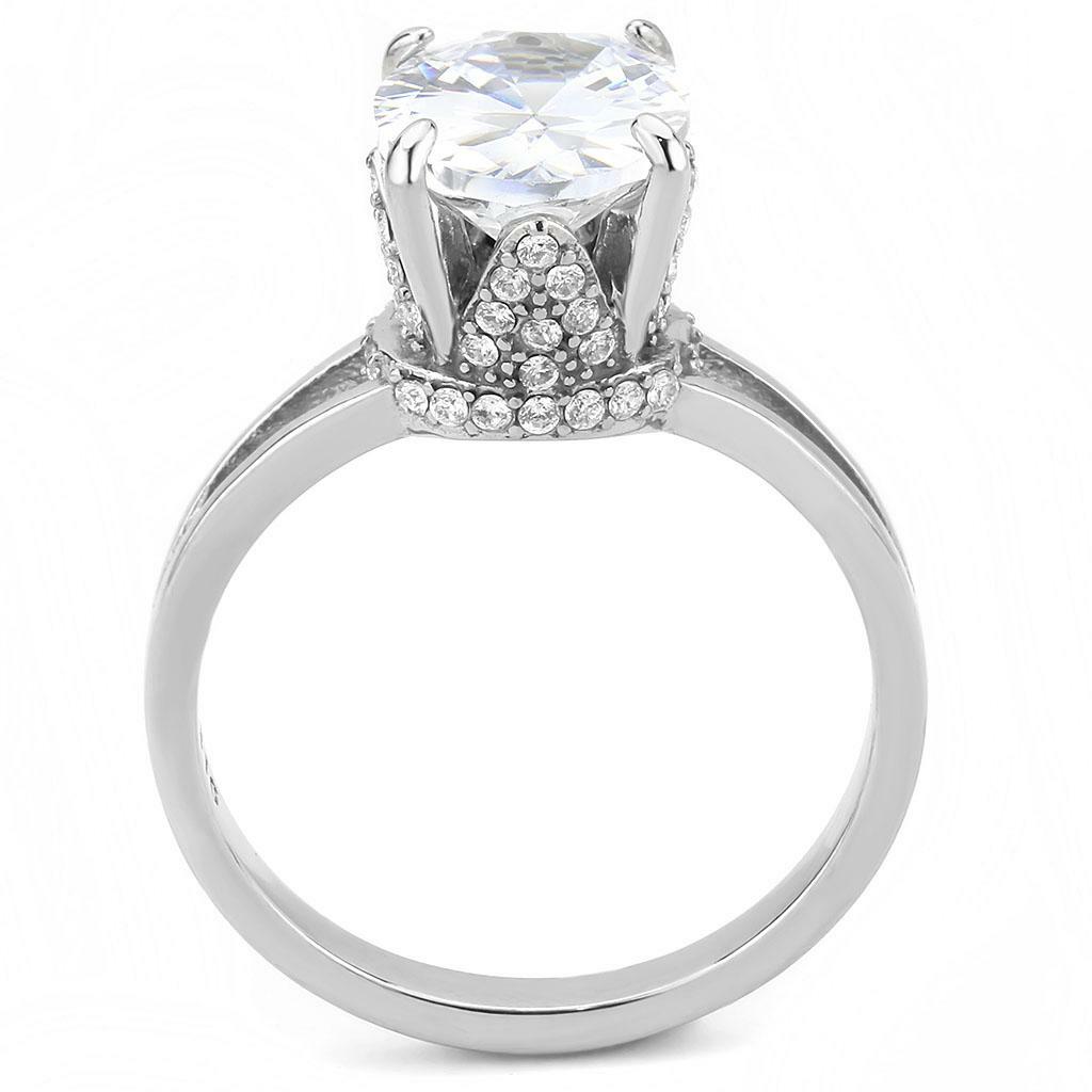 DA314 – No Plating Stainless Steel Ring with AAA Grade CZ in Clear