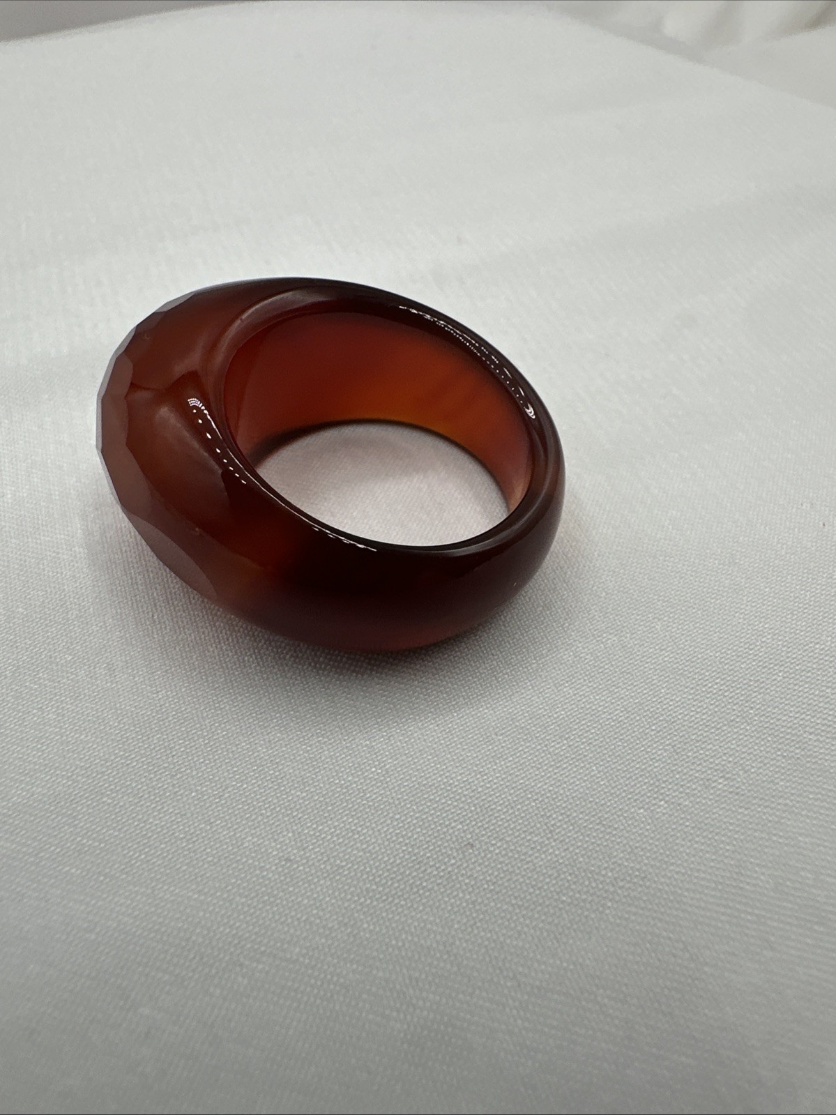 ‘90 NWOT Carved Faceted Red Agate Carnelian Ring. Sz 9.5. See pics.