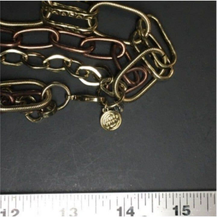 Bill Blass Necklace Chunky Chain Gold Copper Multi Strand Retro BoHo Statement