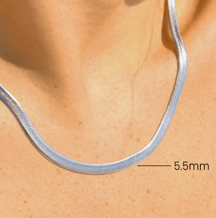 Stainless Steel 5.5mm Herringbone Flat Chain Classic Men Women 20″ Necklace