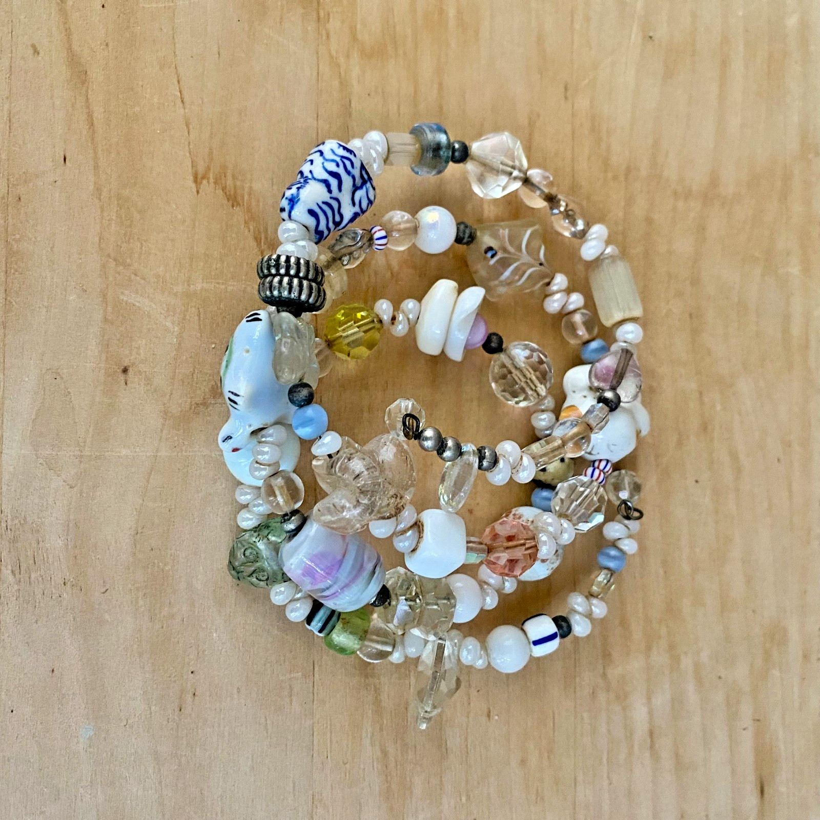 Vintage Bracelet – Artisan made, unique (made to order), animals, memory wire.