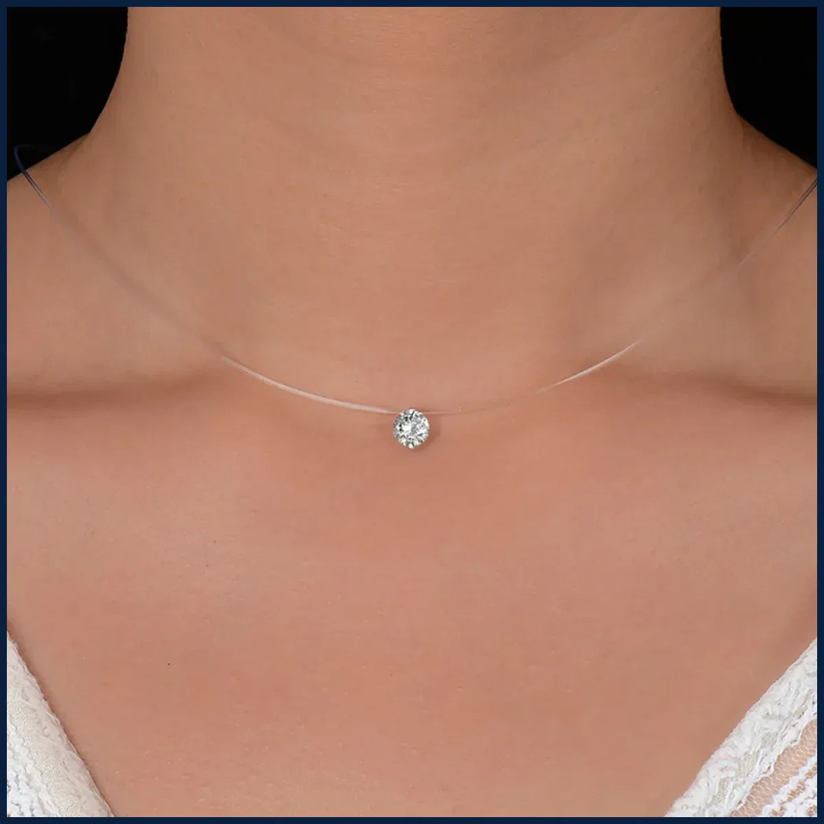 Fashion Shiny Crystal Necklace For Women Female Transparent Fishing Line