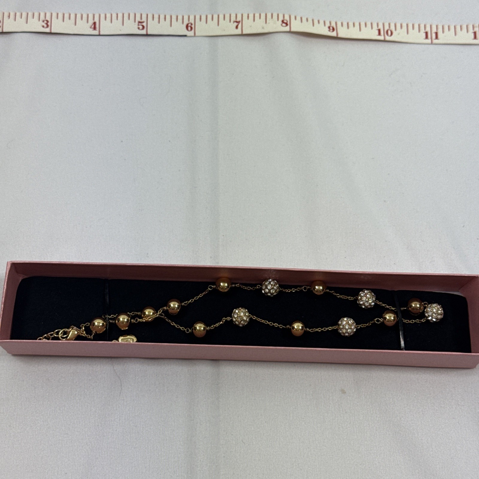 Lauren Ralph Lauren Gold Ball And Crystal Ball 16” Necklace W/ 2” Extender