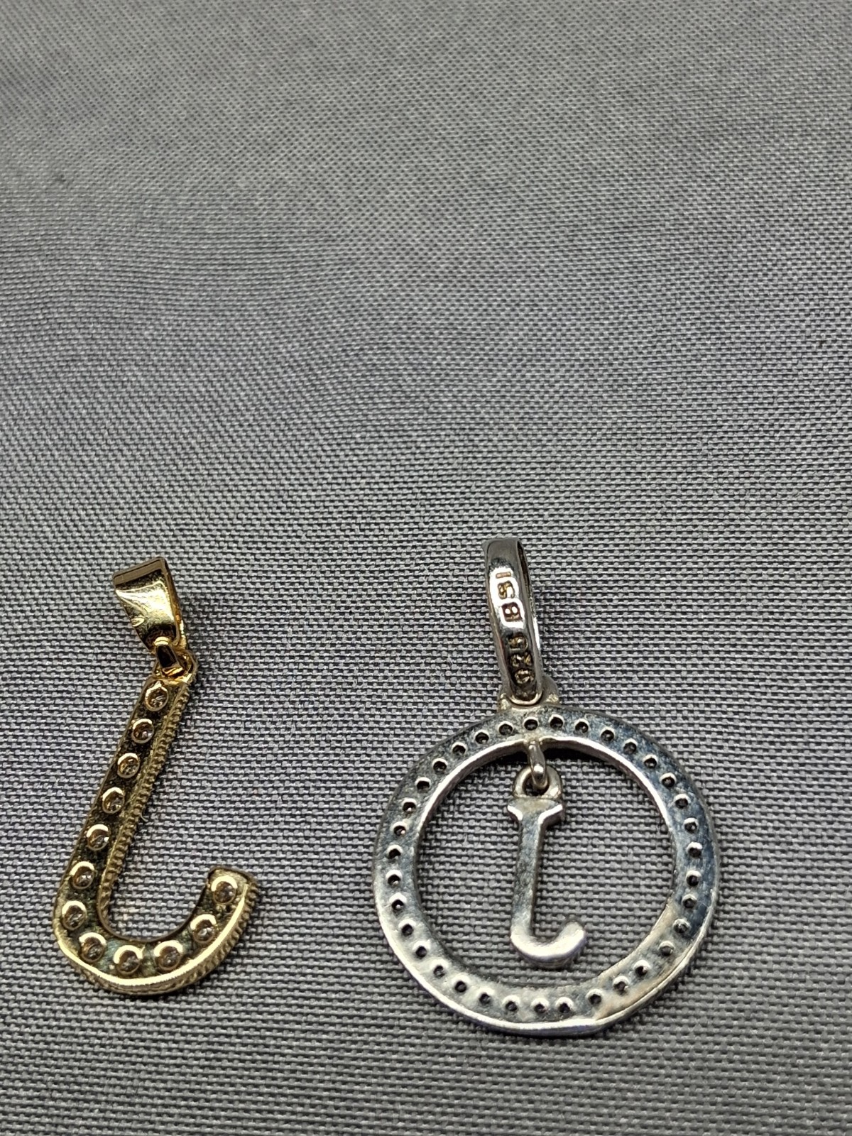 BSI 925 Sterling Silver Letter Iniital “J” W/Clear CZ’s Pendant Lot Of 2