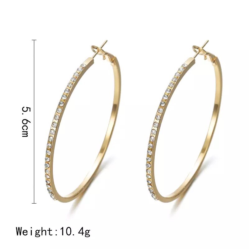 Cubic Zirconia CZ Large Pave Hoop Earrings Silver, Gold, Rose Gold 2.2 Inch E49