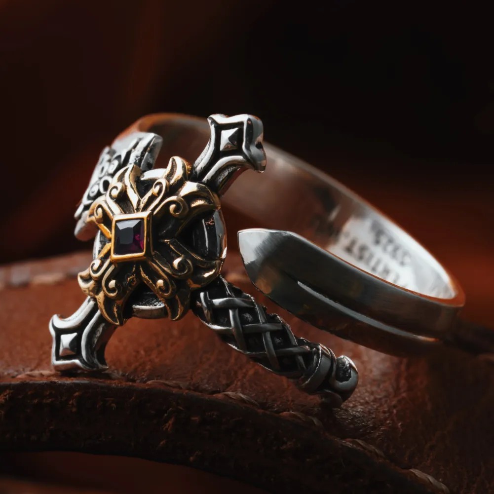 Oxidized Silver Judicator Blade Adjustable Wrap Ring, Christmas Gifts