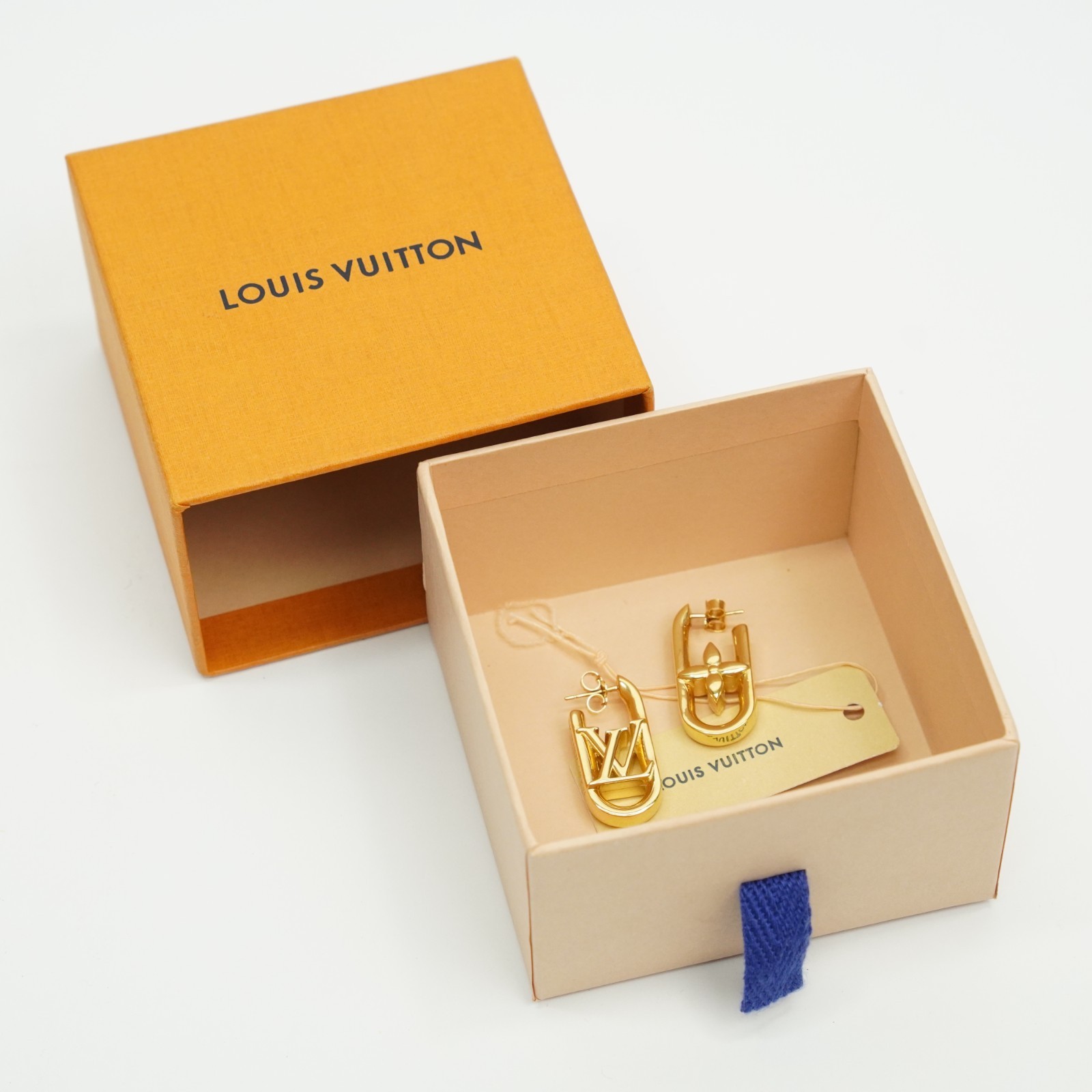 Louis Vuitton M01140 My LV Chain Monogram Flower Brass Link Earrings