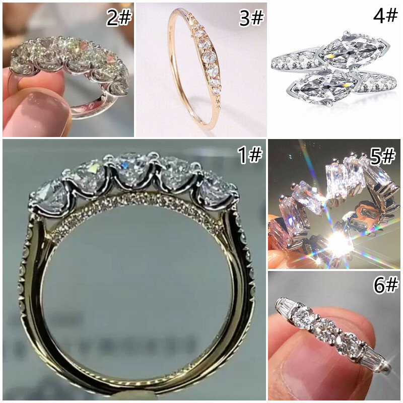 925 Silver Filled,Gold Wedding Jewelry Women Gorgeous Cubic Zircon Ring Sz 6-10