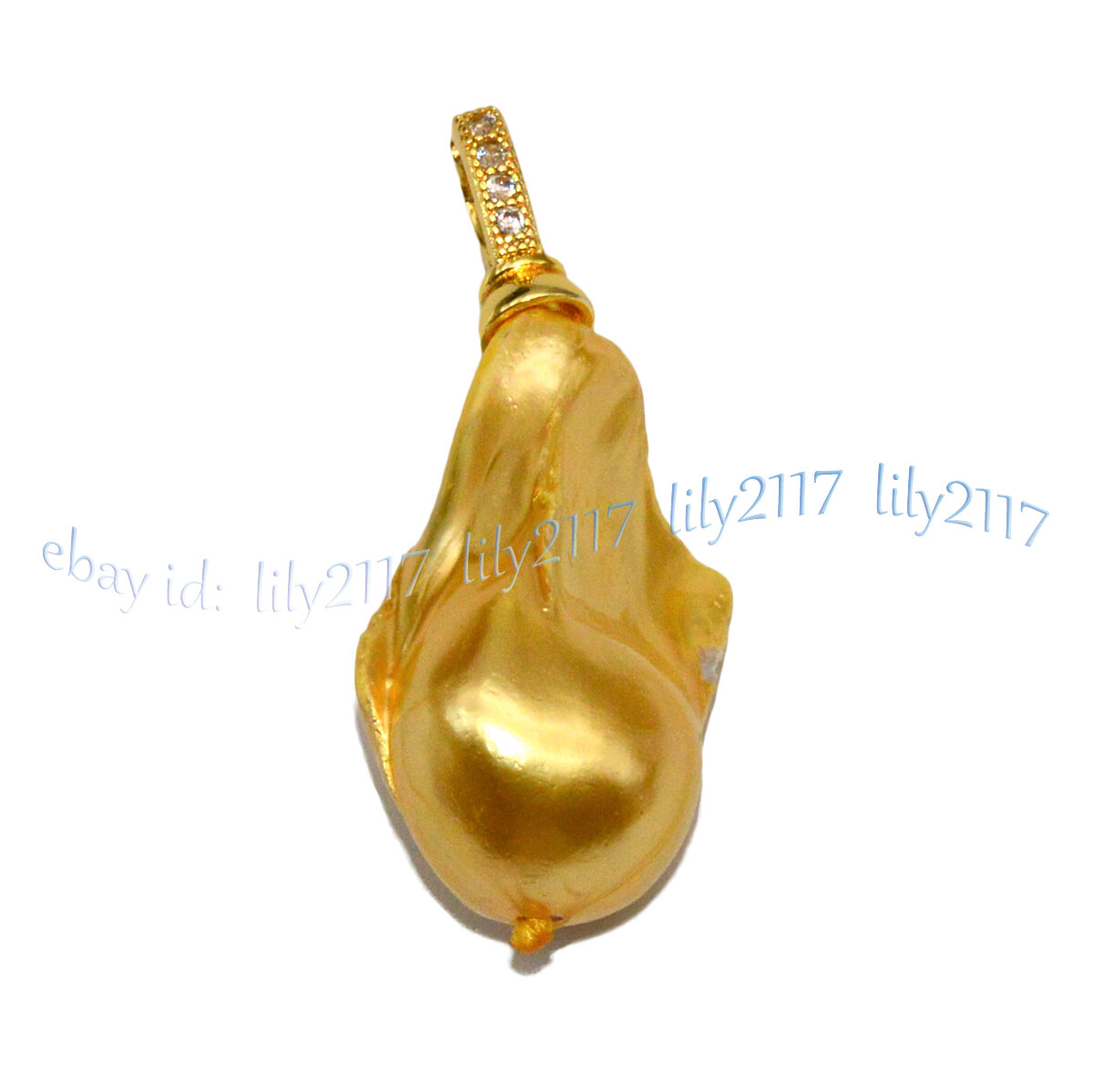 Huge 15x20mm Real Natural Multicolor Keshi Baroque Pearl Pendant 14K Gold Plated