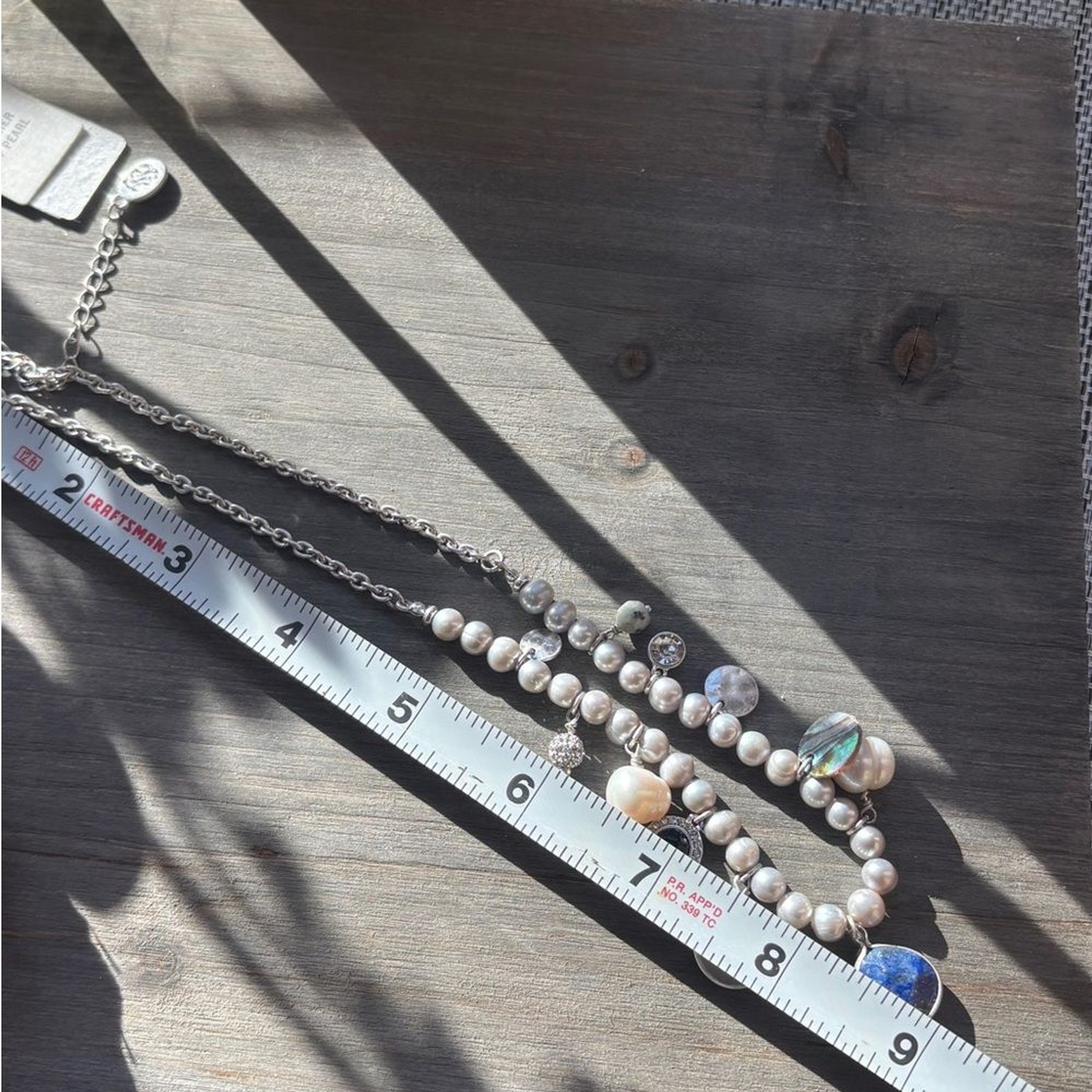 Tommy Bahama Mother of Pearl and Charm Necklace with Silver Accents NWT