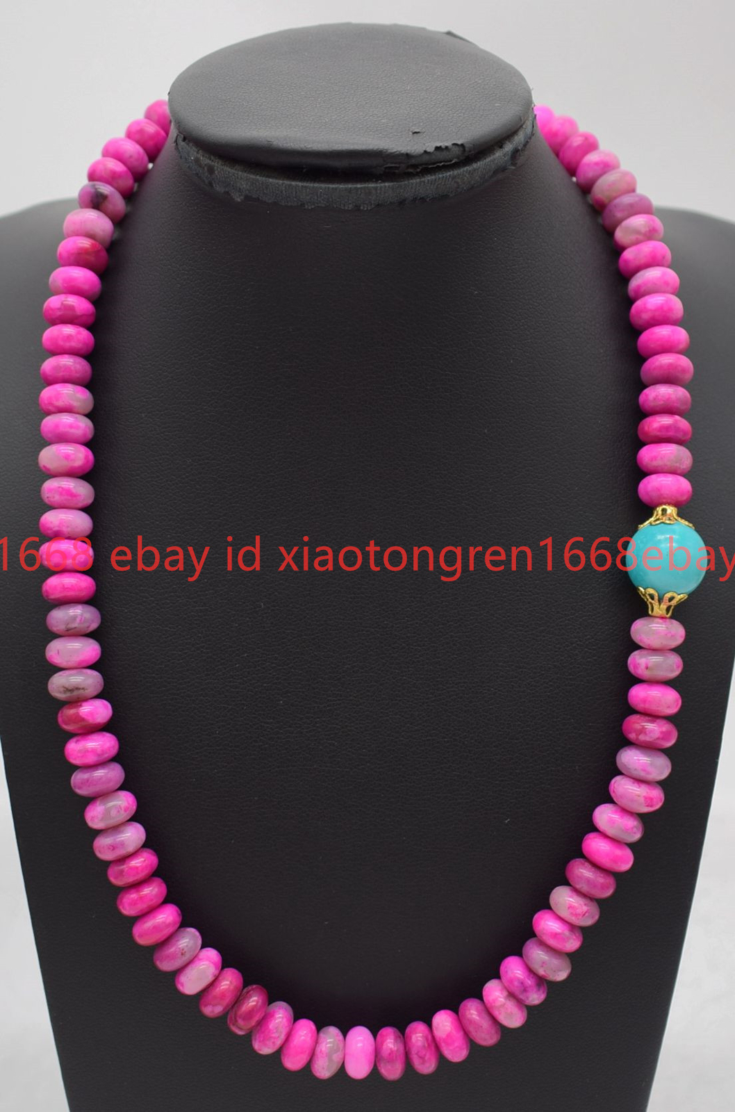 New 5x8mm Rose Red Crazy Agate & Turquoise Gems Rondelle Beads Necklace 16-26in
