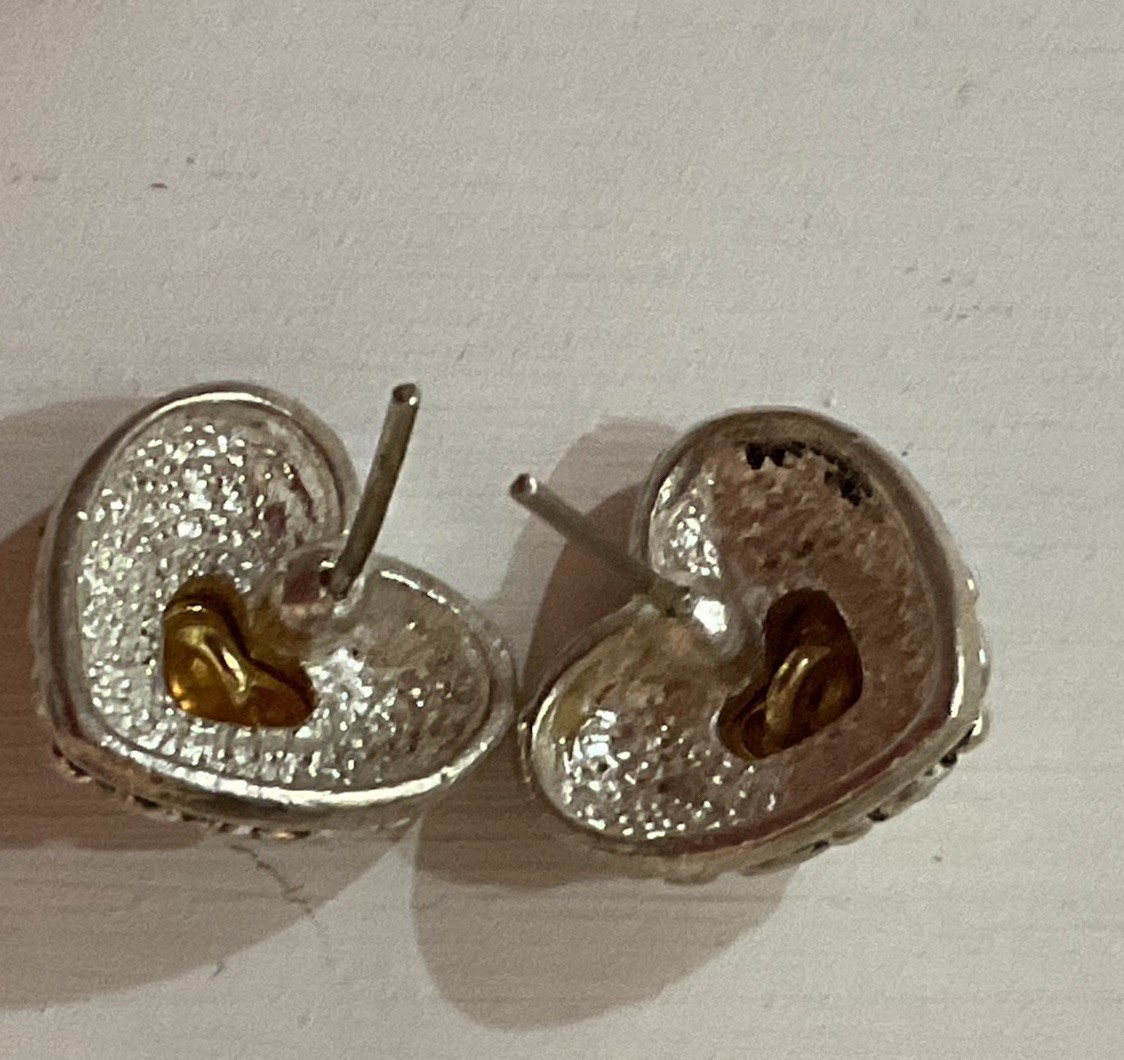 Retired Brighton Puff Heart Engraved Earrings
