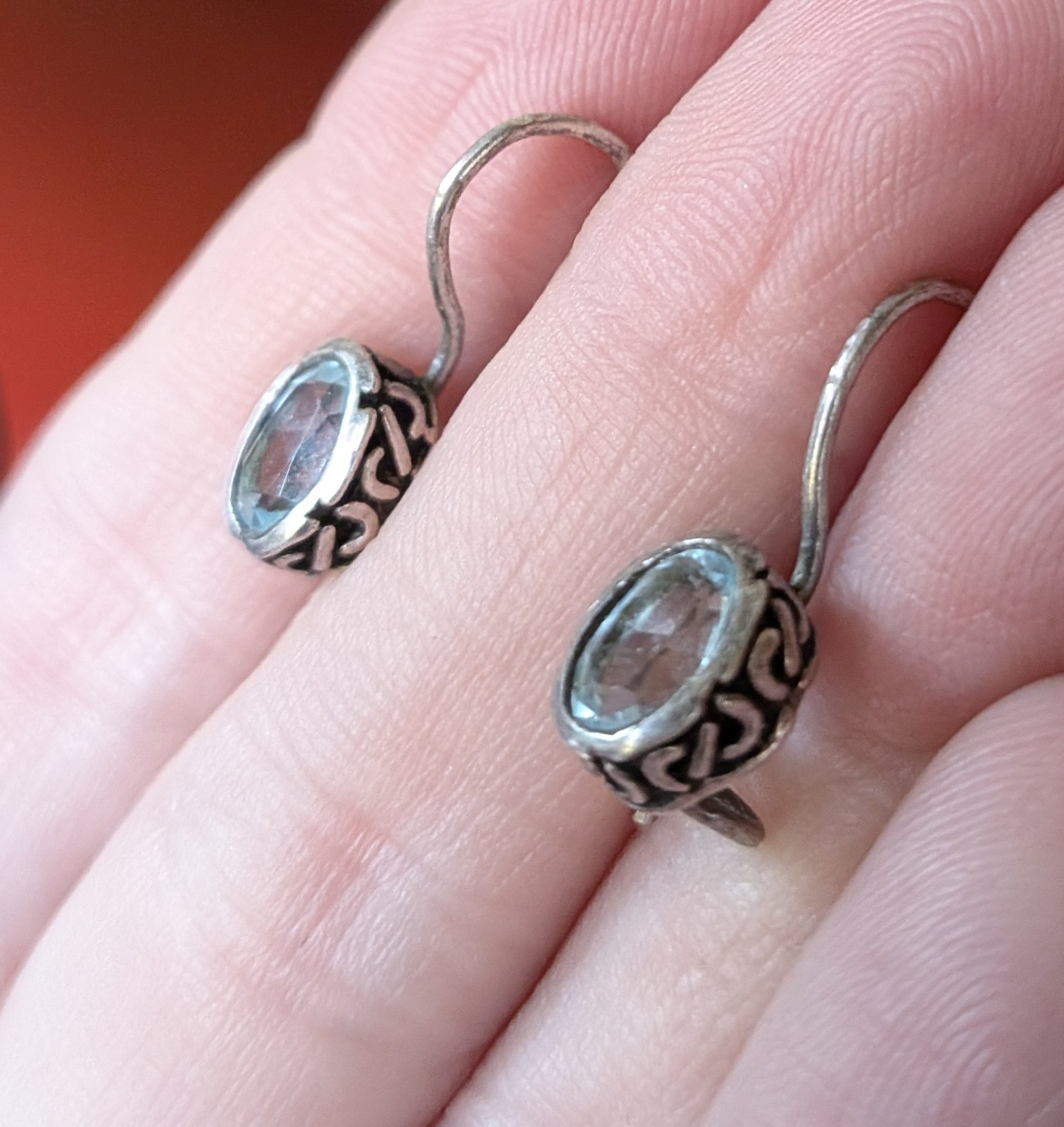 Artisan 925 Sterling Silver Light Blue Topaz ¾” Hook Drop Dangle Earrings