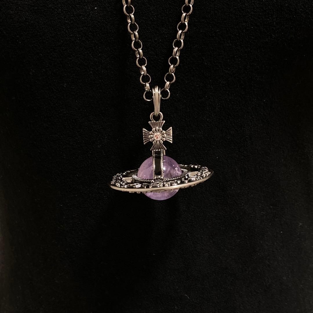 Vivienne Westwood Necklace Ornamental Small Orb Amethyst w/drawstring [EJ083
