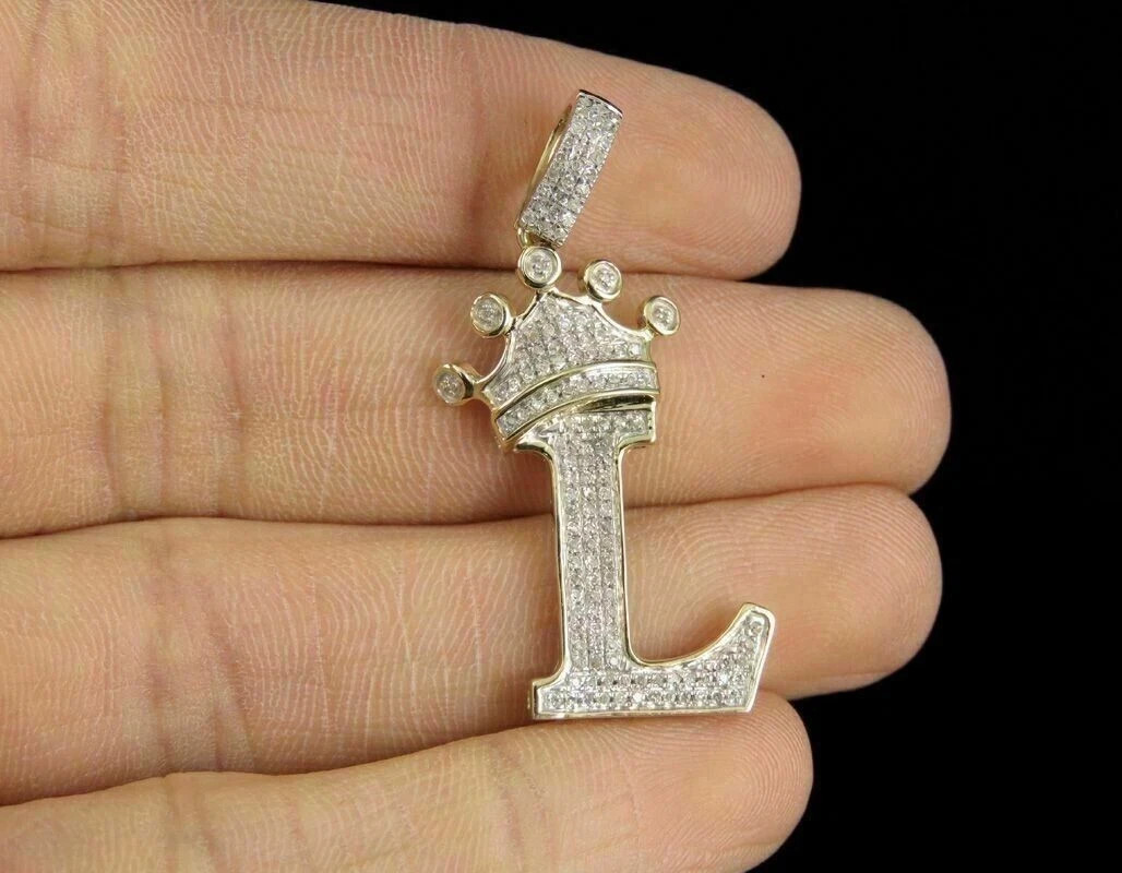 “L” Initial Letter Pendant In 2Ct Round Simulated Diamond 14k Yellow Gold Plated