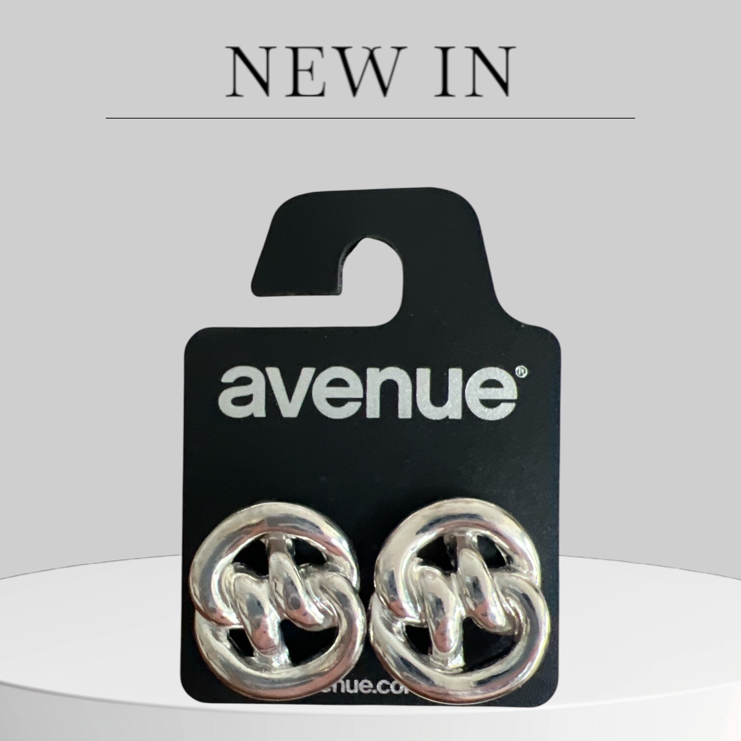 Avenue 1″ Silver Tone Pretzel Shape Post Back Earrings-NWOT