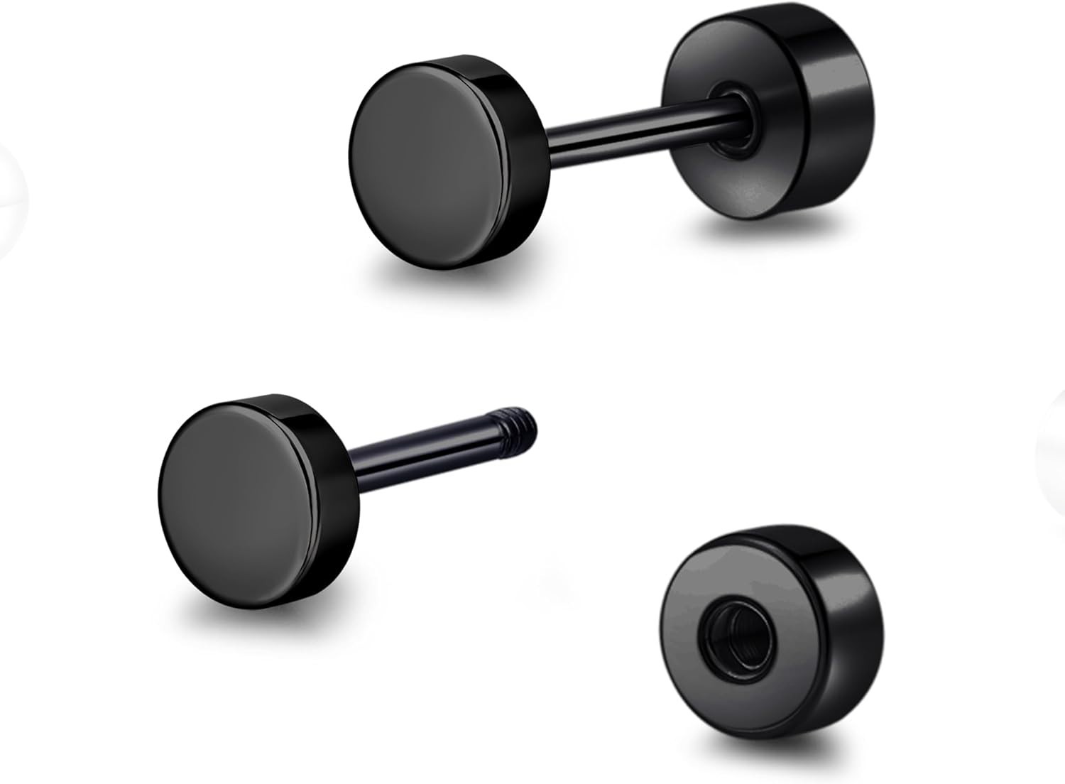 Hypoallergenic Titanium Screw Back Flat Back Dot Stud Earrings 3mm-5mm Simple…
