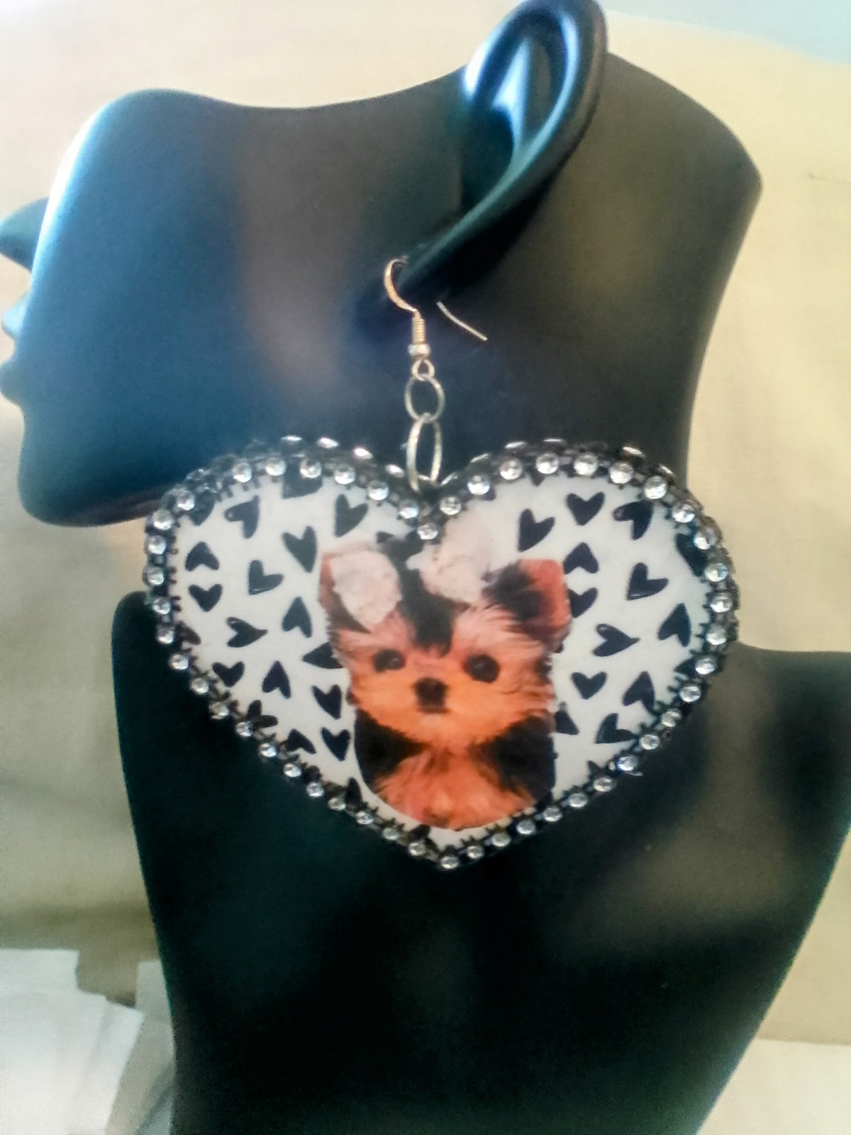 Unique One Of A Kind Hand Made Puppy Love Earrings.