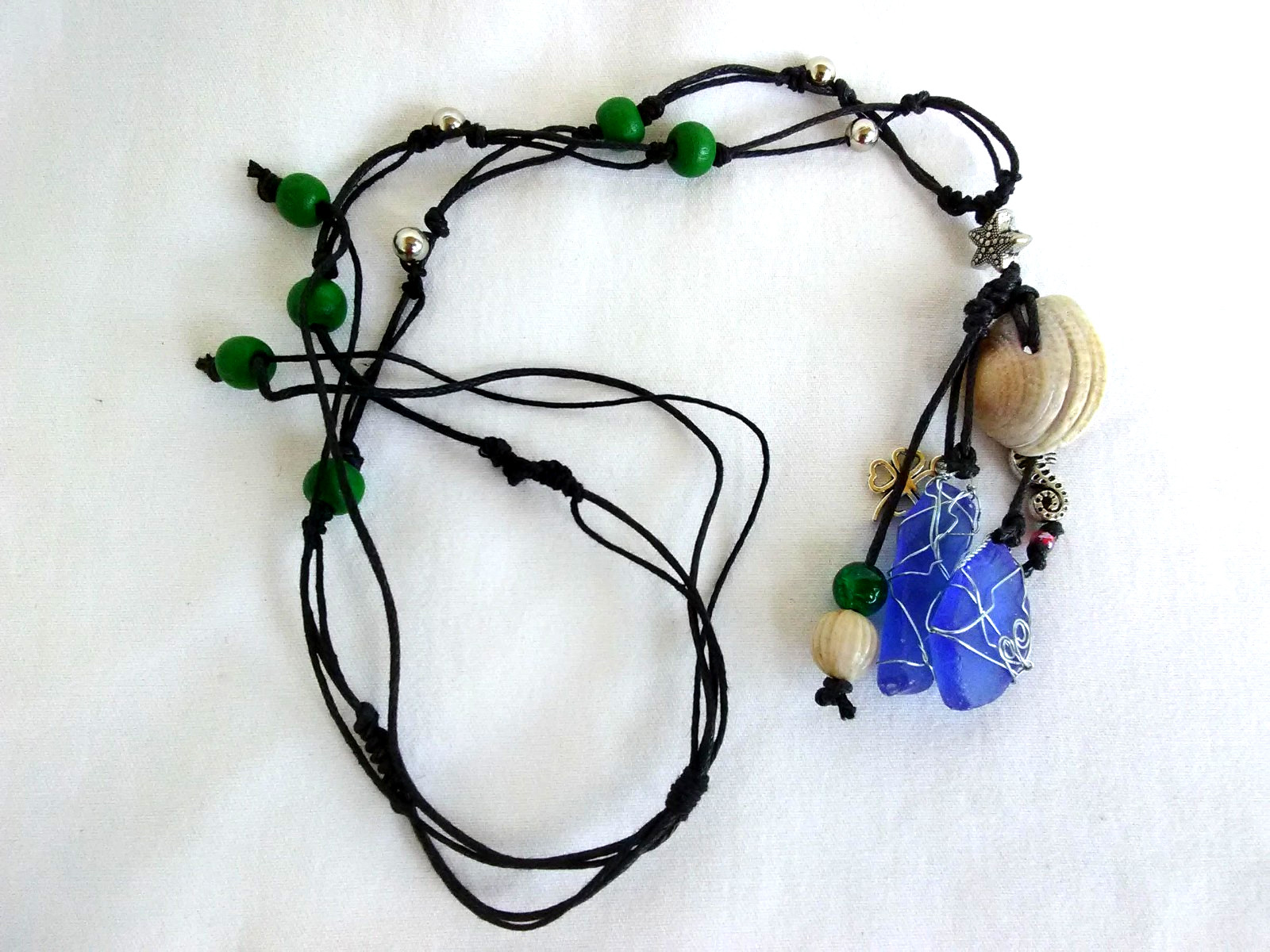 Boho Beach Glass Pendant Necklace 26″ Adj Women’s Jewelry USA Seller Gift