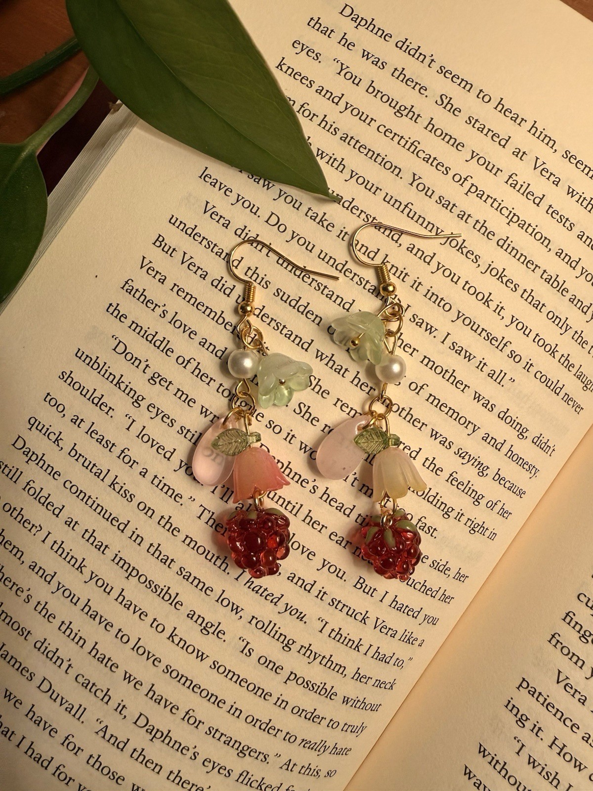 Raspberry Garden Charm Dangle Earrings