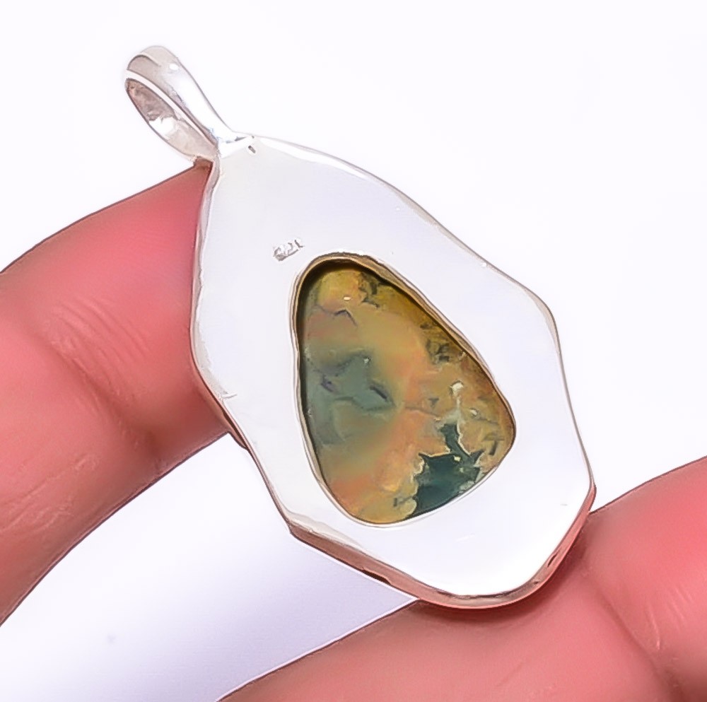 Rainforest Jasper Handmade 925 Silver Plated Pendant 1.76″ P1679-56