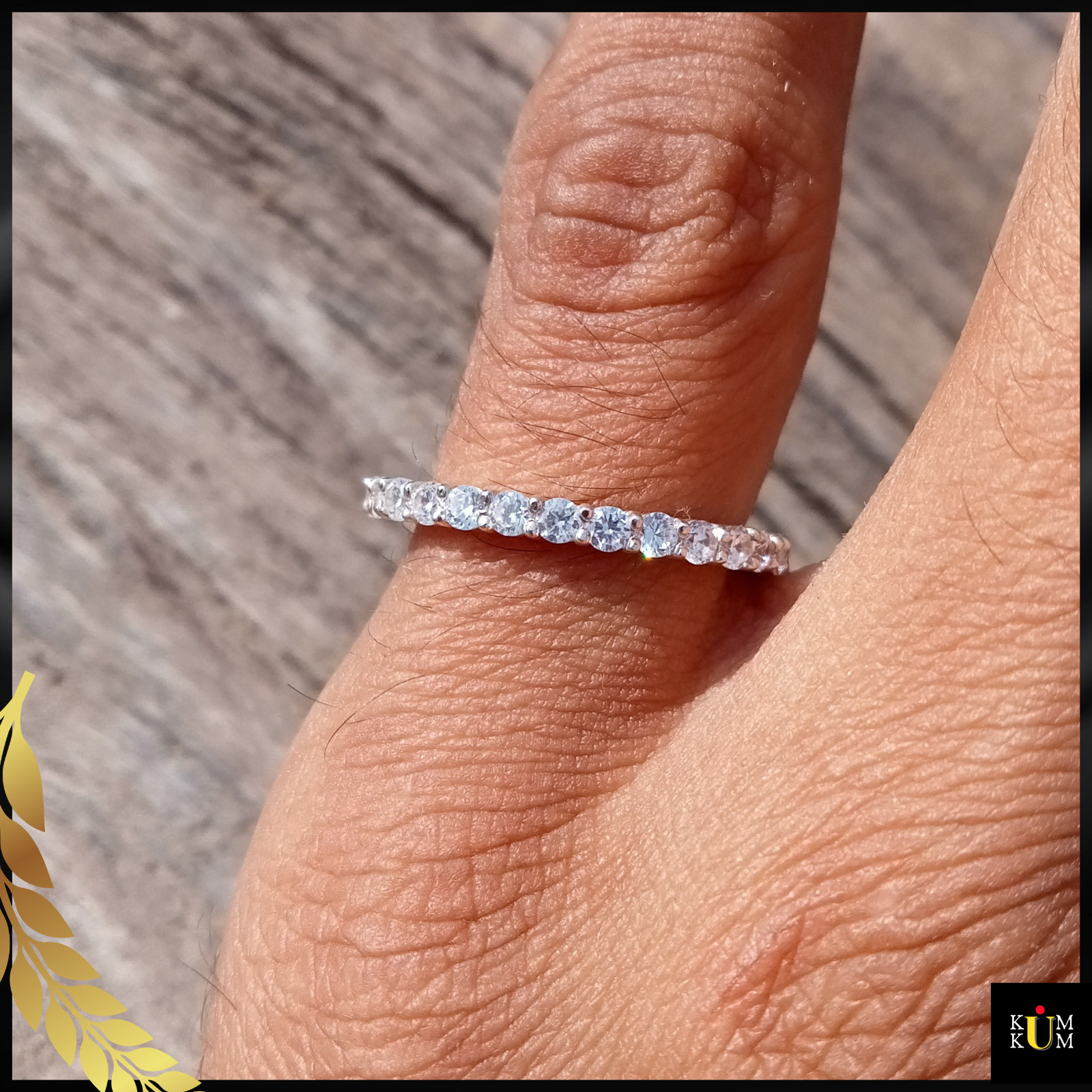 Round Cut Moissanite Eternity Band, 14K White Gold 0.93 Carat Moissanite Ring