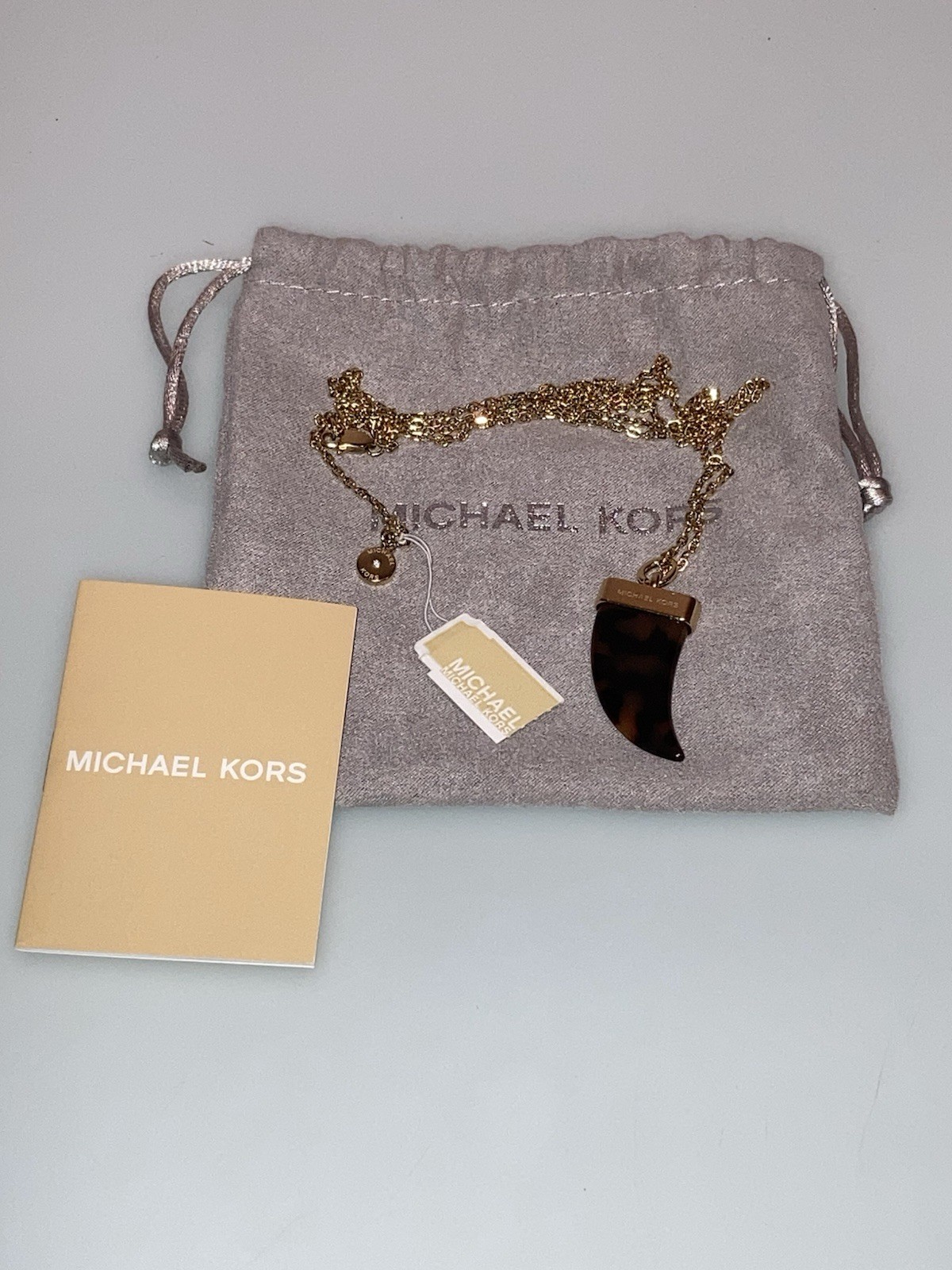 Michael Kors gold-tone and tortoise-acetate horn pendant necklace Excellent NWT