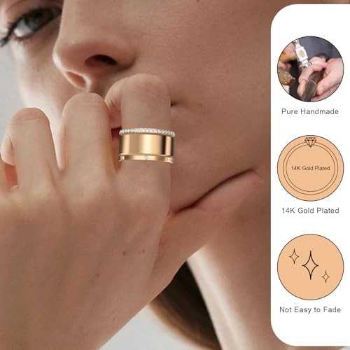 2-Pack 14K Plated Stacking Rings for Oura Ring Gen 4/Oura Ring Gen 3, 7 Gold