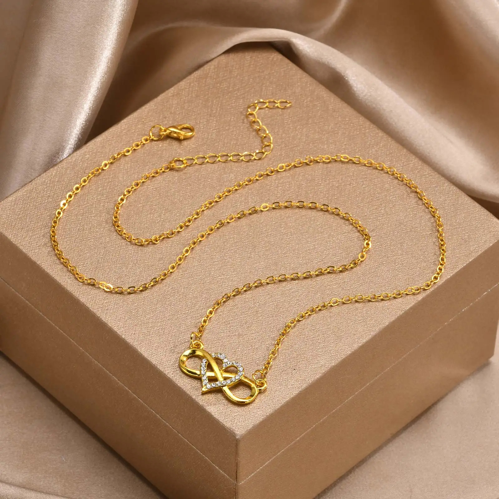 Infinity Heart Necklace for Women Collar Anniversary Birthday Jewelry Gifts