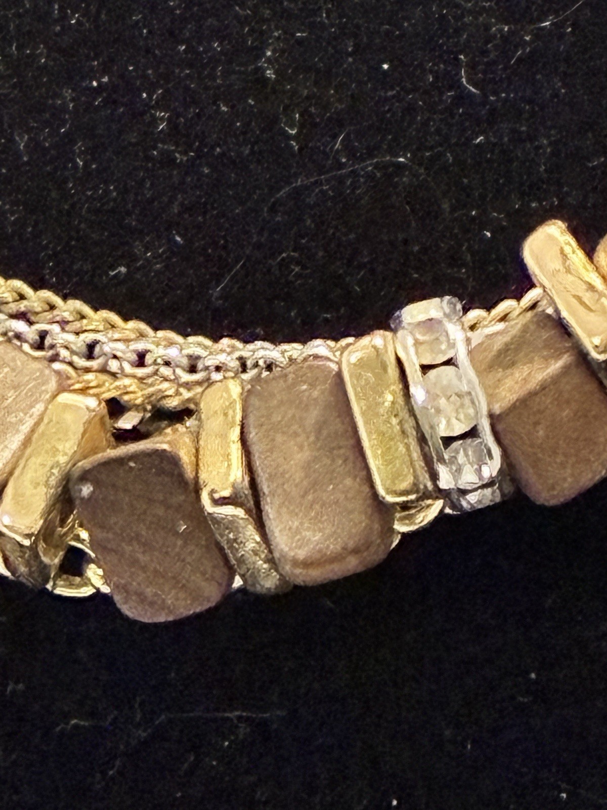 Lucky Brand Multi Strand Bib Necklace Boho Mixed Metal Chain Wood Crystal Bead