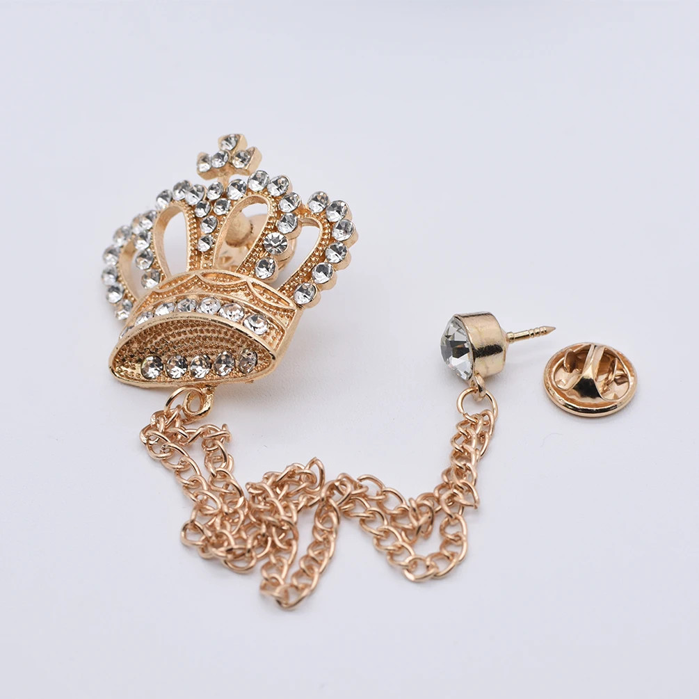 New Vintage Crystal Eagle Brooches Crown Men’s Suit Coat Badge Corsage Collar