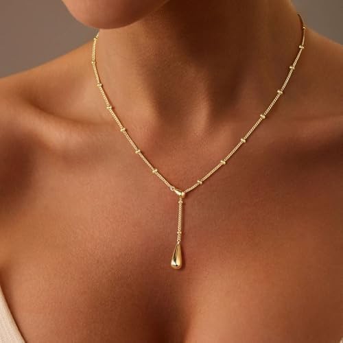 M MOOHAM Gold Necklace for Women Non Tarnish – Dainty 14K Gold Plated Beaded …